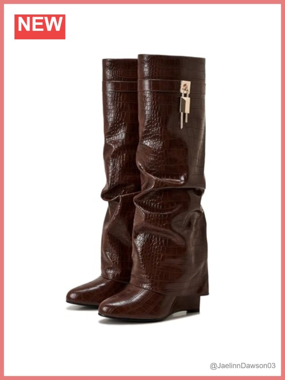 Women's Over-The-Knee Shark Boots 4-Inch Wedge Heel Ruched Faux Leather